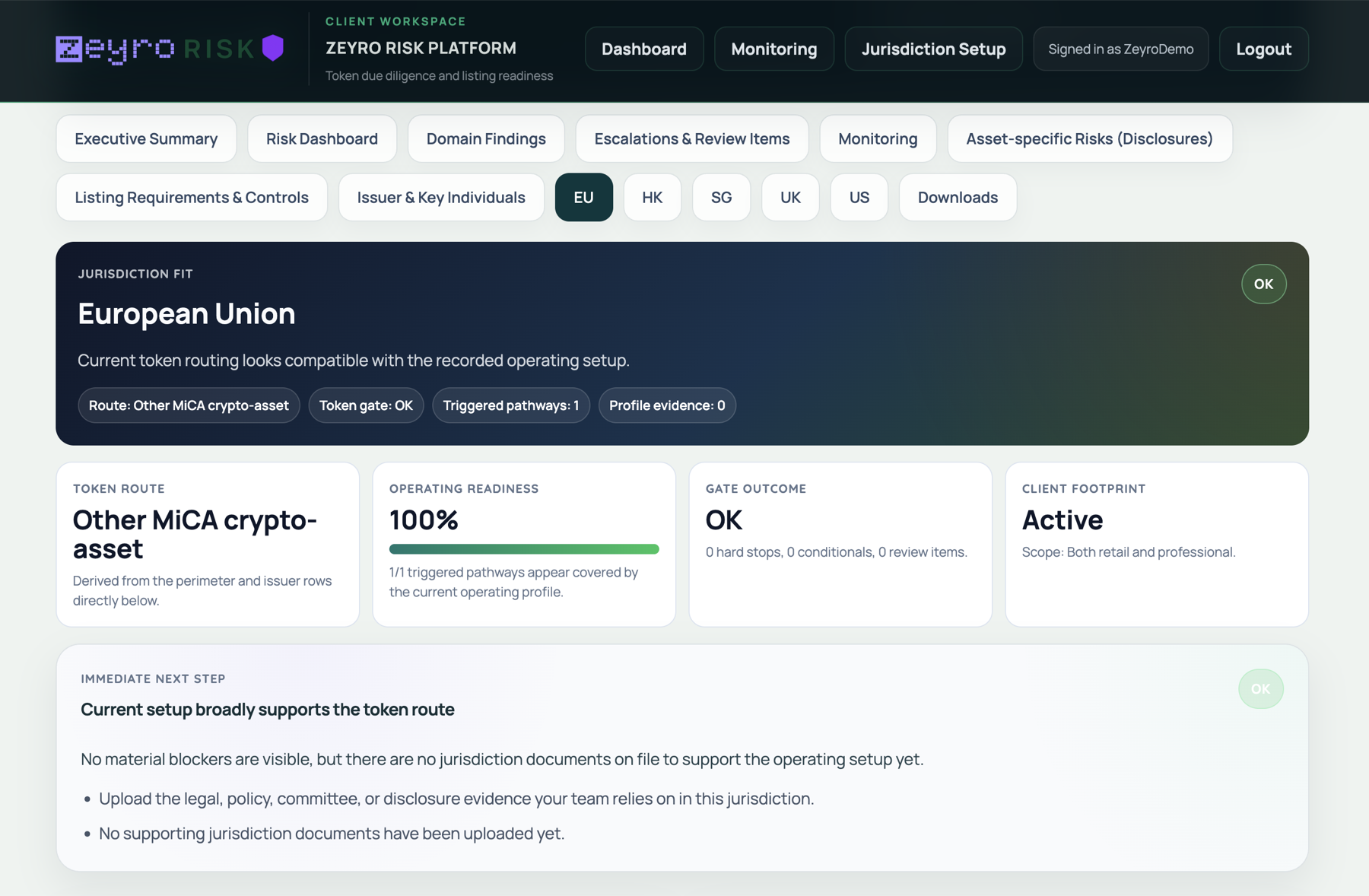 Jurisdiction fit and operating-readiness screen for the European Union